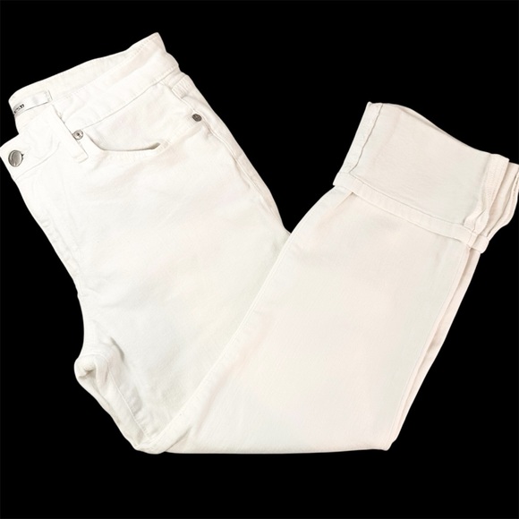 Joe's Jeans Denim - Joe's Jeans White Cuffed 24” Cropped Capri Denim Pants